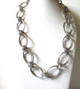 M Stamped Silver Toned Links Necklace 91420