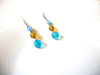 Retro Blue Gold Dangle Glass Earrings 91320