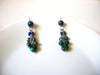 Retro Blue Green Glass Dangle Earrings 91320
