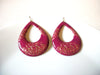 Retro Fuchsia Gold Dangle Earrings 91320