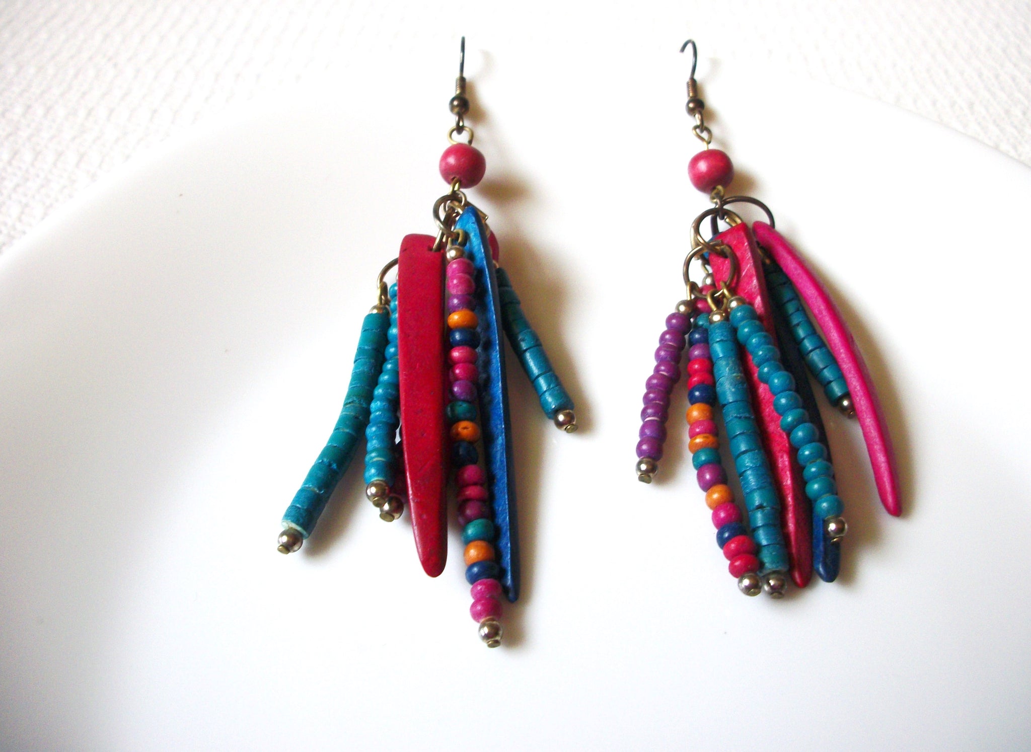 Colorful Bohemian Wood Earrings 91420