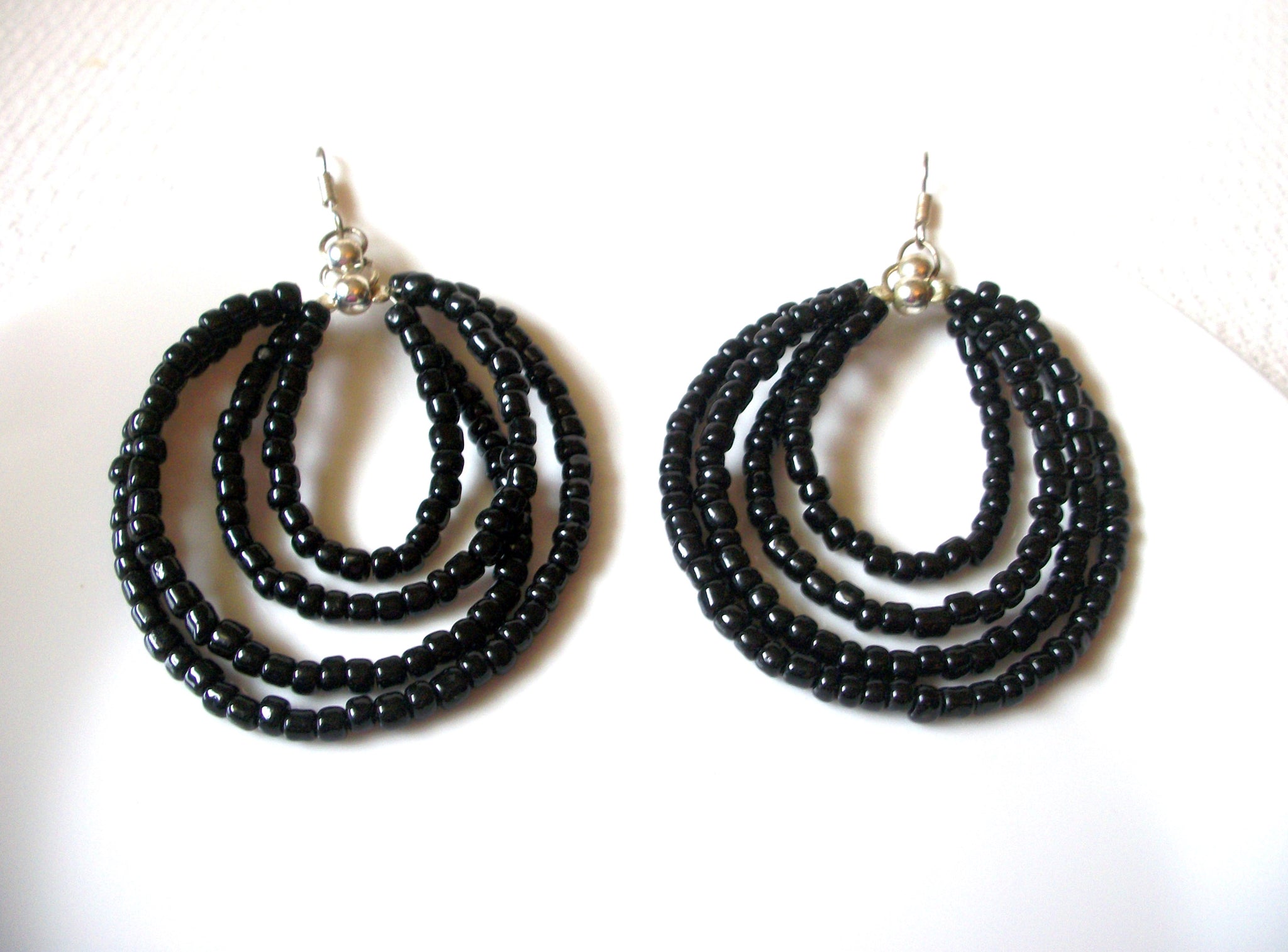 Retro Massive Black Glass Earrings 91420