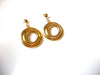 Retro Gold Toned Dangle Hoop Earrings 91420