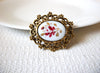 Vintage Hand Painted Stone Brooch Pin 91520