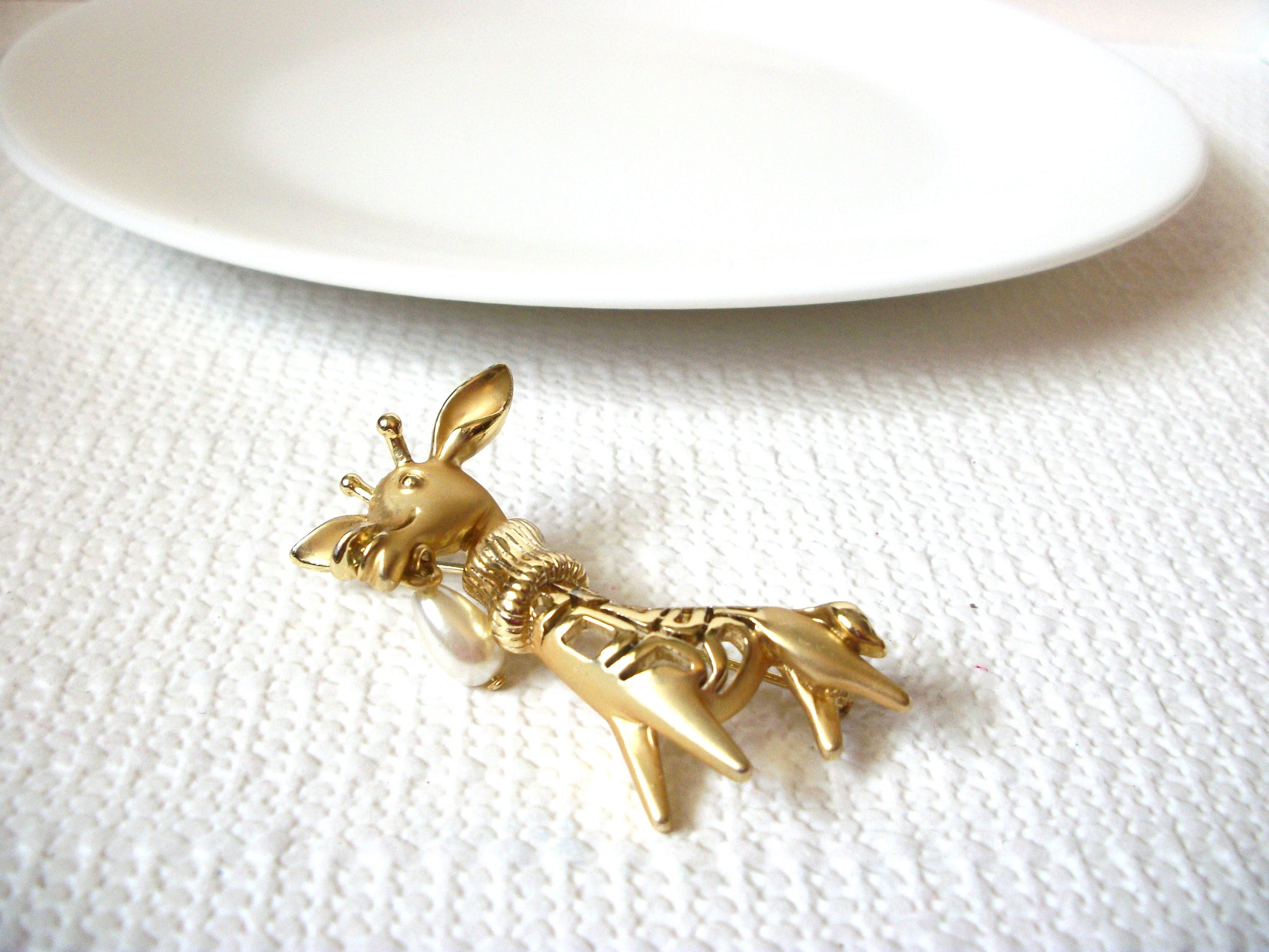 Retro Pearl Giraffe Brooch Pin 91520