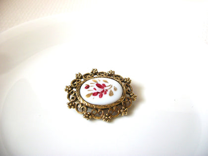 Vintage Hand Painted Stone Brooch Pin 91520