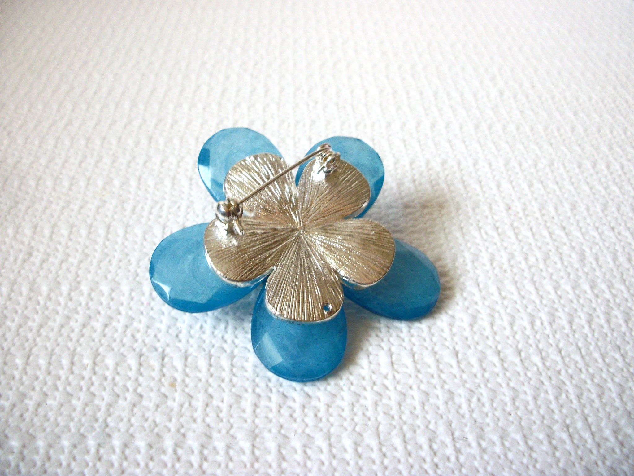 Retro Blue Rhinestone Flower Brooch Pin 91520