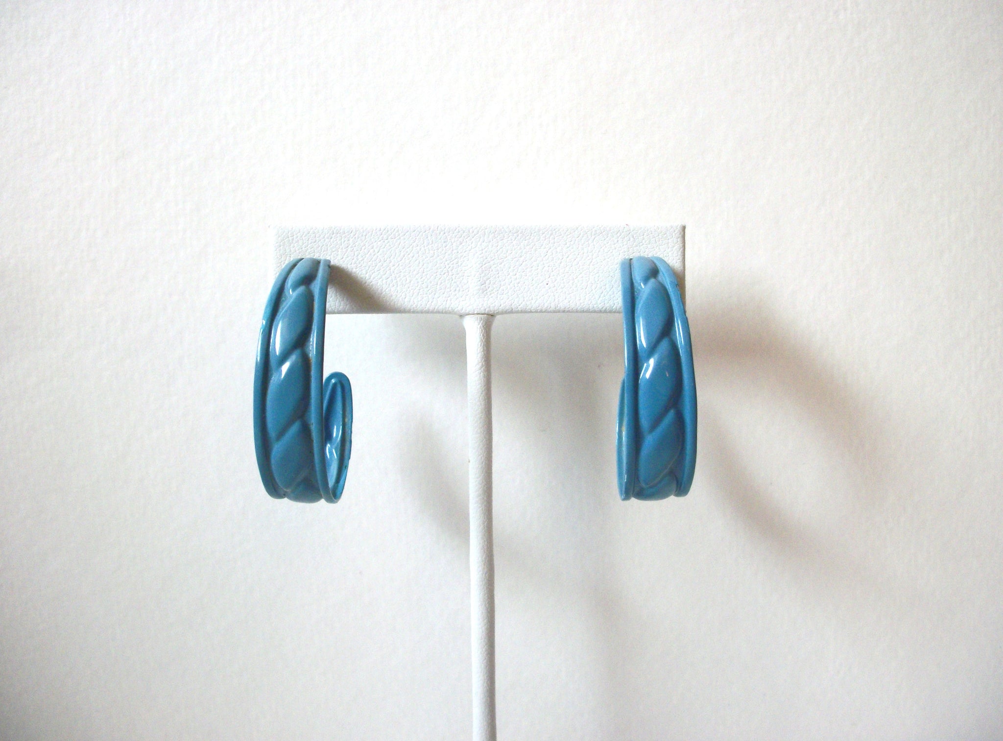 Retro Blue Hoop Earrings 91520