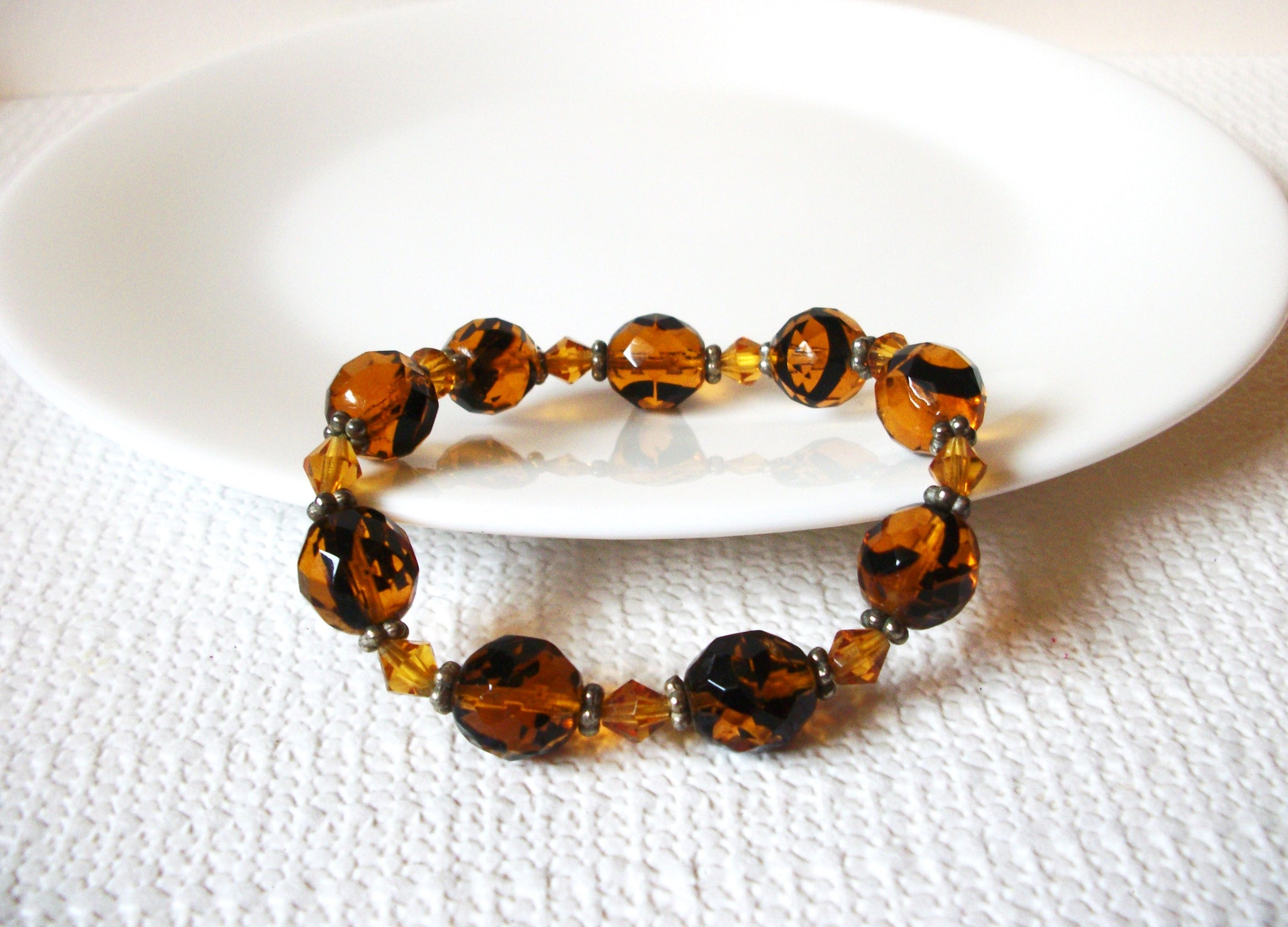 Vintage Brown Czech Glass Bracelet 91520