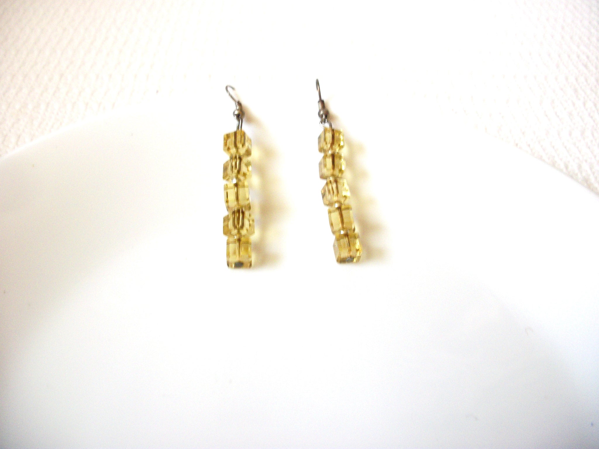 Retro Gold Yellow Glass Earrings 91520