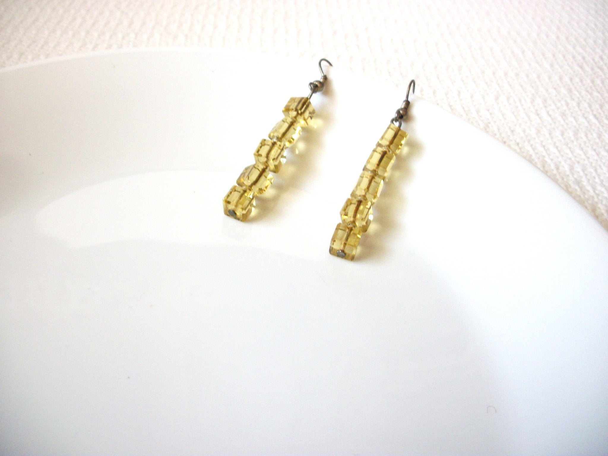 Retro Gold Yellow Glass Earrings 91520