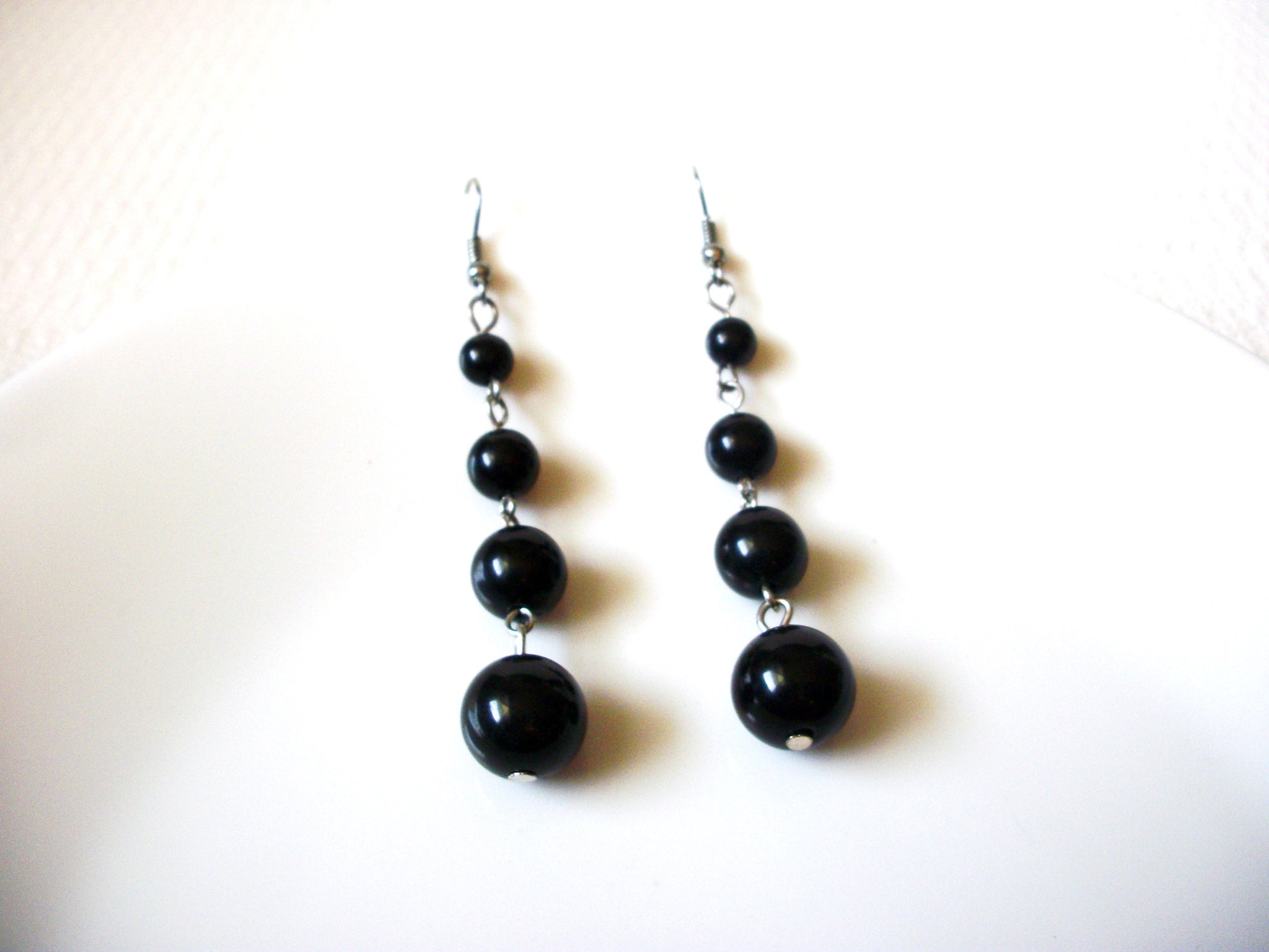 Long Retro Black Dangle Earrings 91520