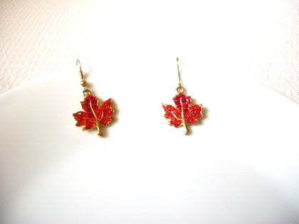 Vintage Orange Rhinestone Leaf Earrings 91520