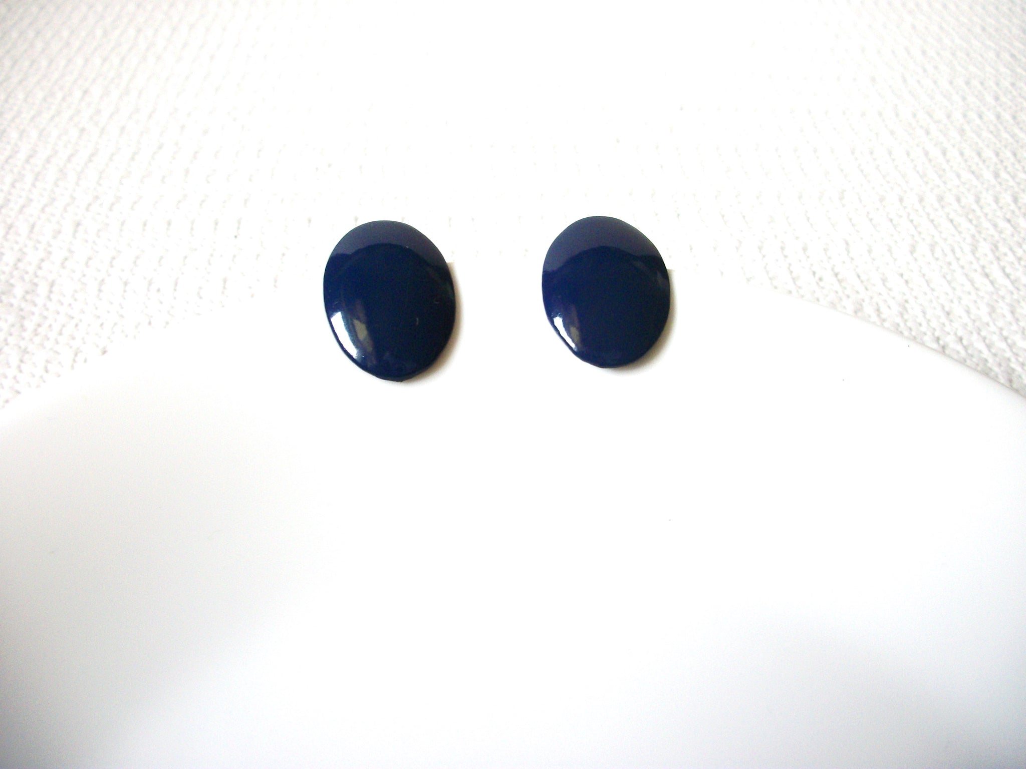 Vintage Dark Blue Enameled Earrings 91520