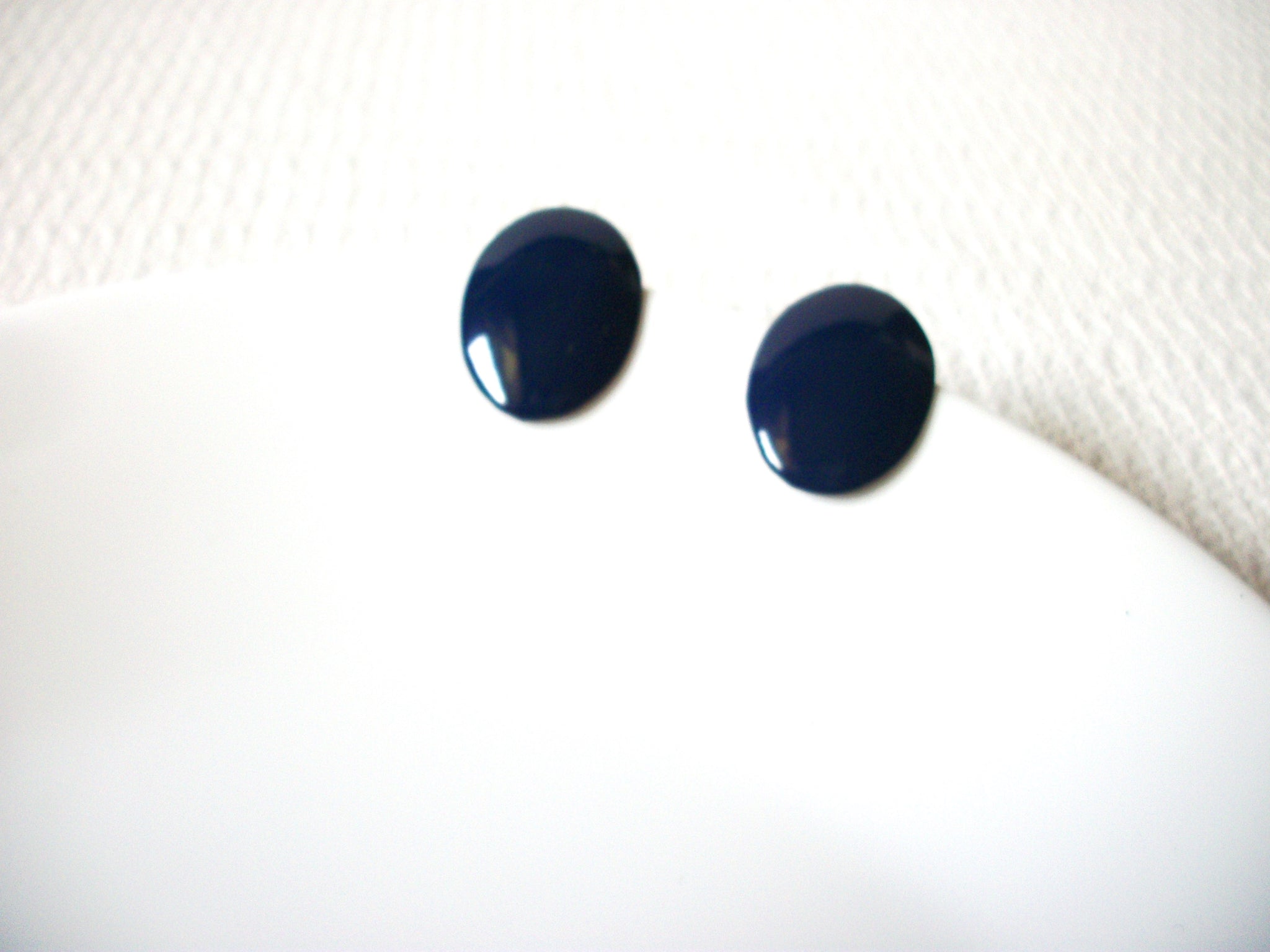 Vintage Dark Blue Enameled Earrings 91520