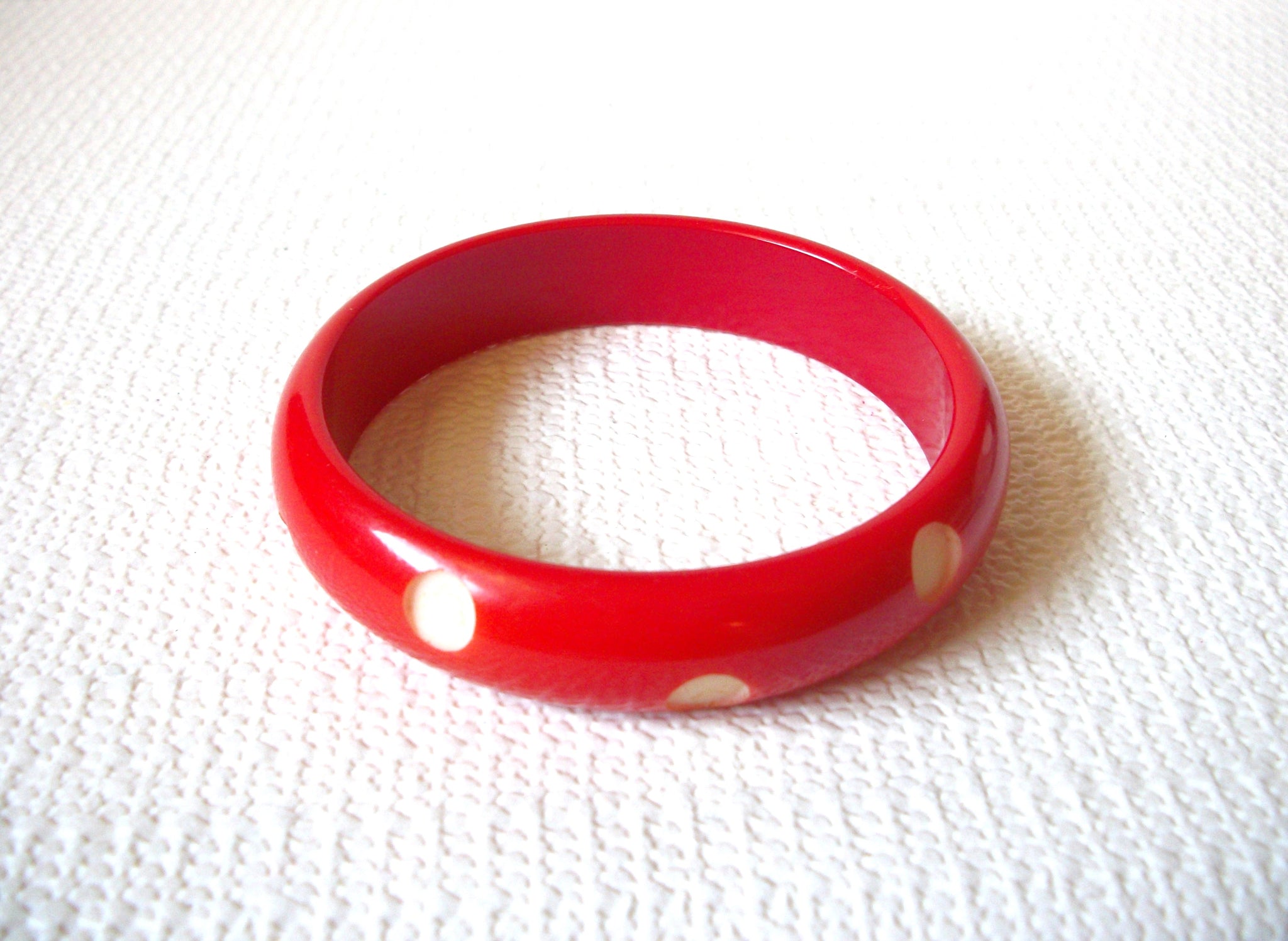 Retro Red White Polka Dots Bangle Bracelet 91620