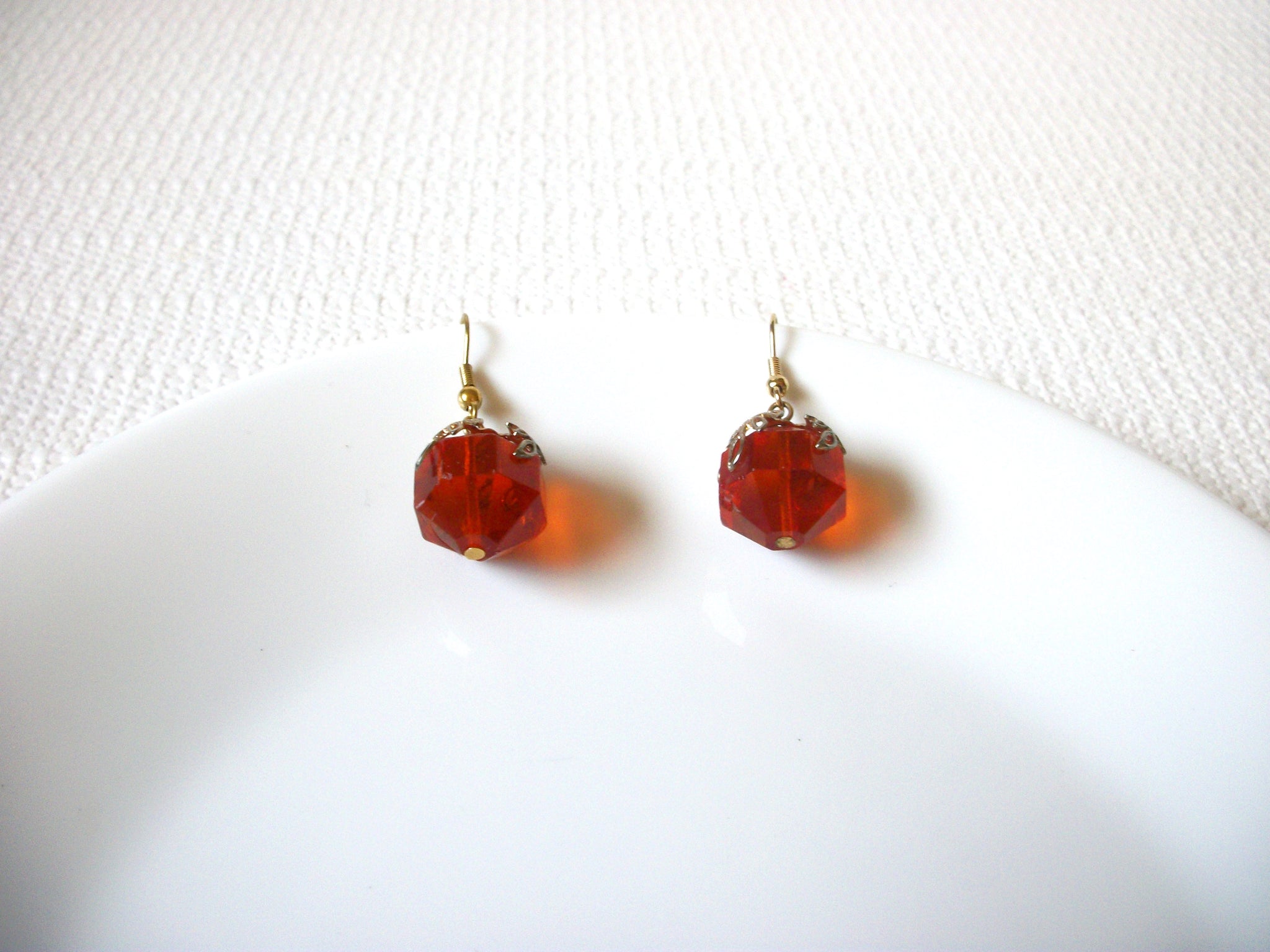 Vintage Gold Amber Toned Glass Earrings 91620