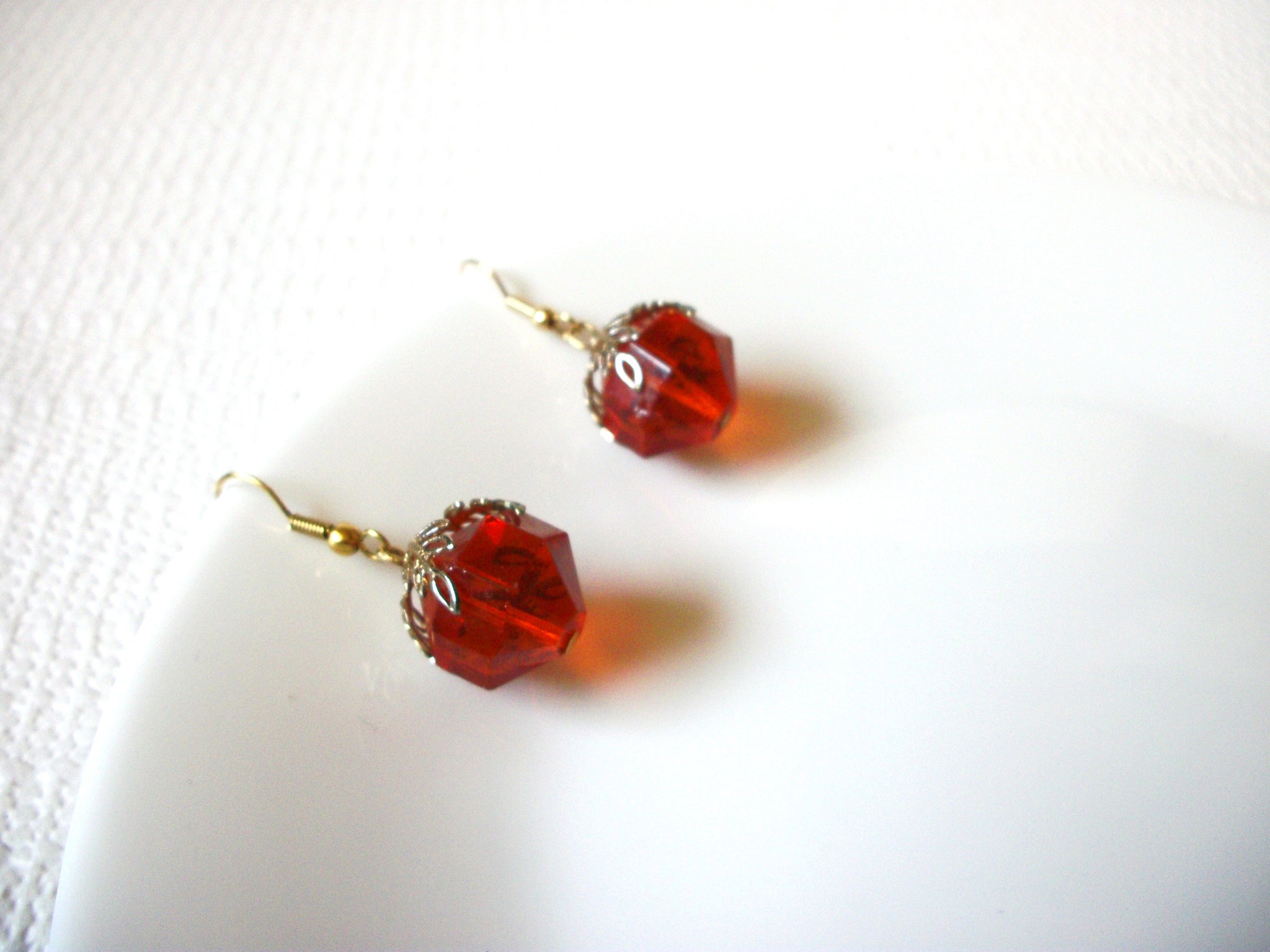 Vintage Gold Amber Toned Glass Earrings 91620