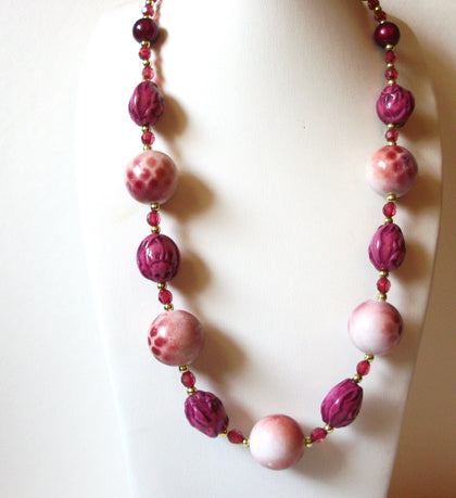 Vintage Fuchsia Plum Necklace 91720