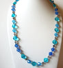 Vintage Blue Beaded Necklace 91620