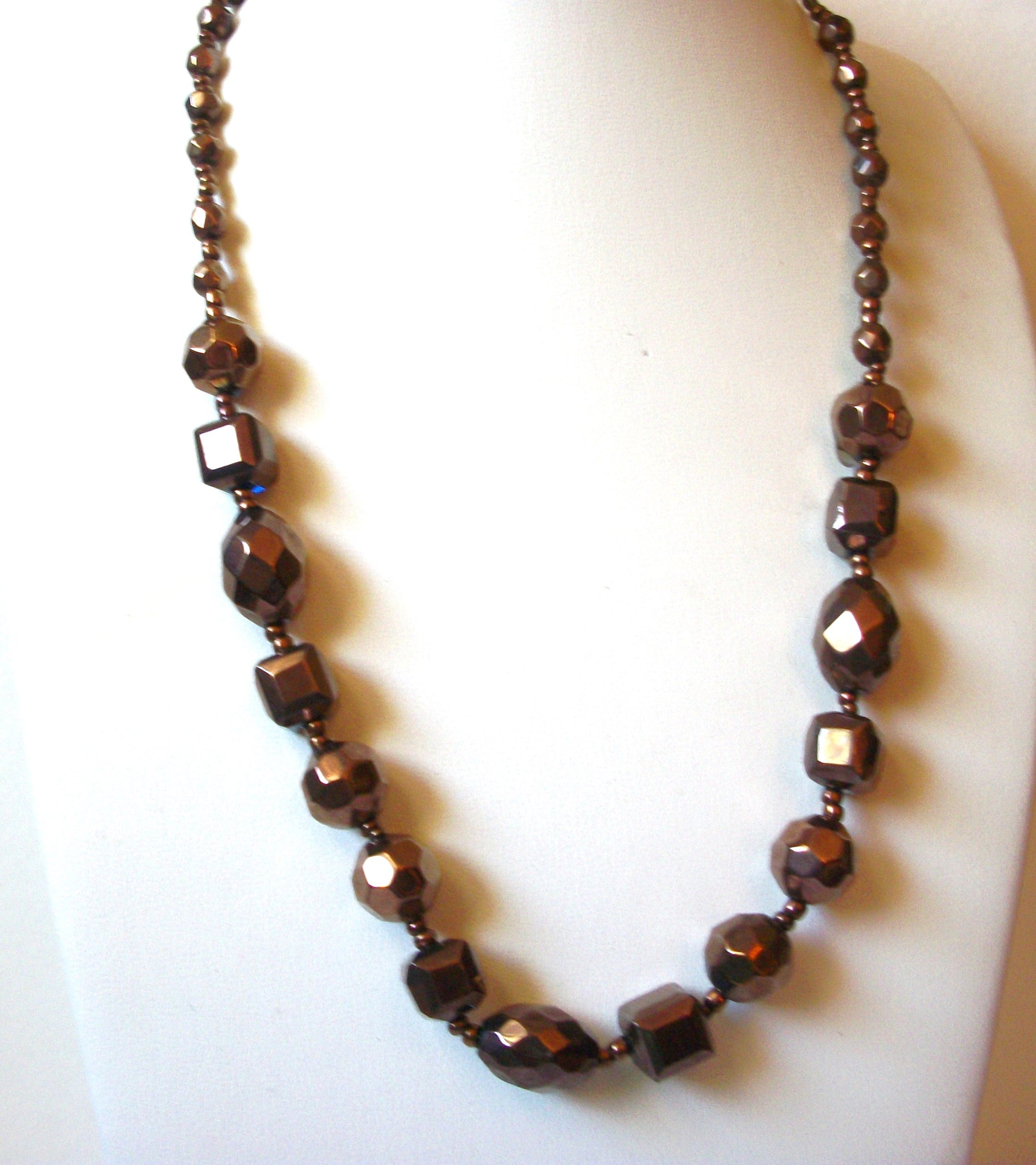 Vintage Bronze Czech Glass Necklace 91920