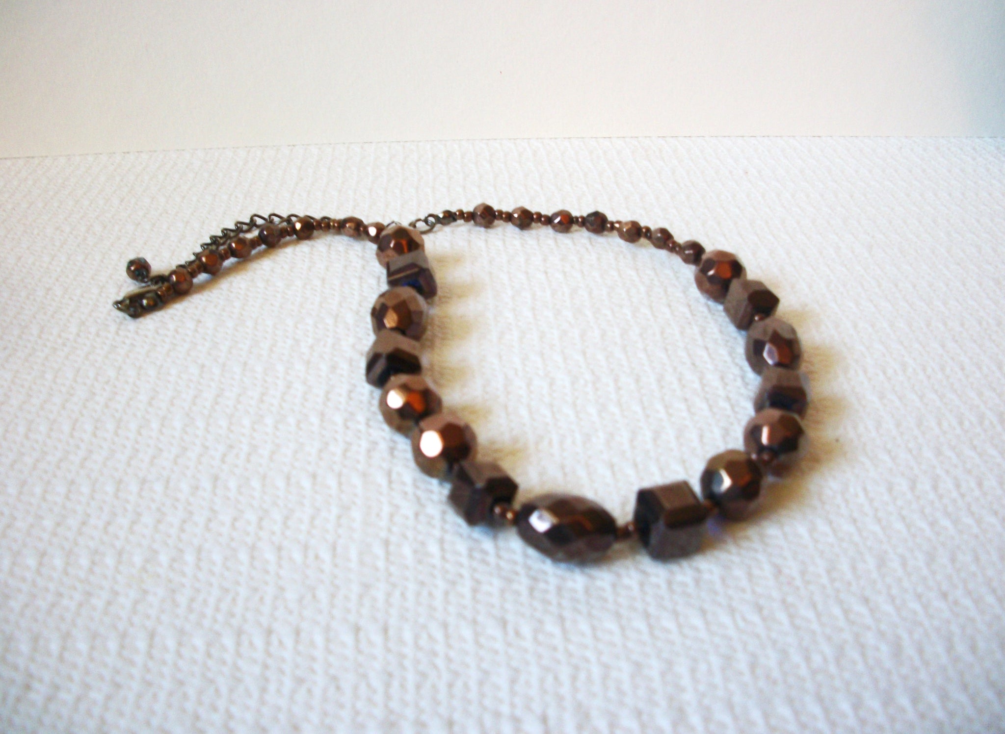 Vintage Bronze Czech Glass Necklace 91920