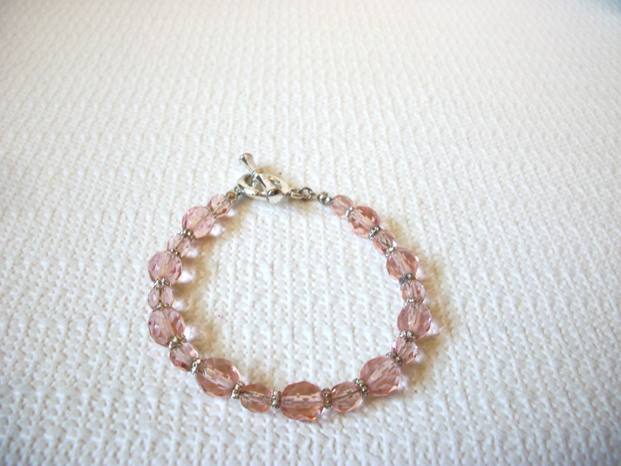 Retro Translucent Pink Glass Bracelet 91820