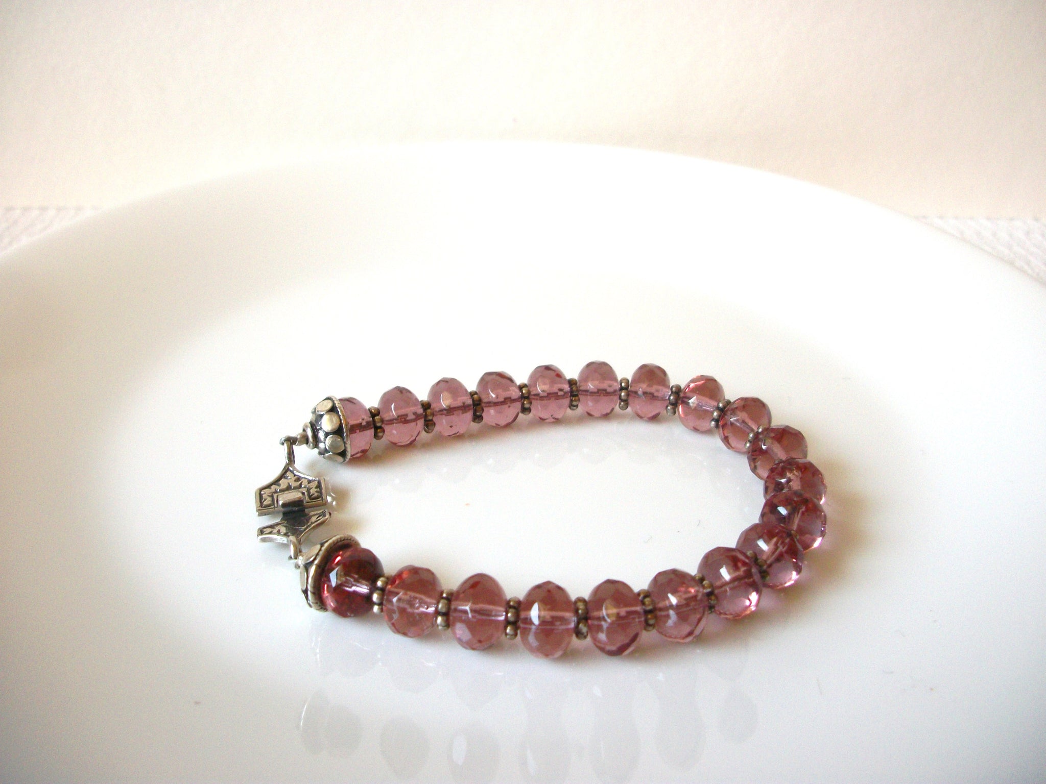 Retro Translucent Plum Glass Bracelet 91820