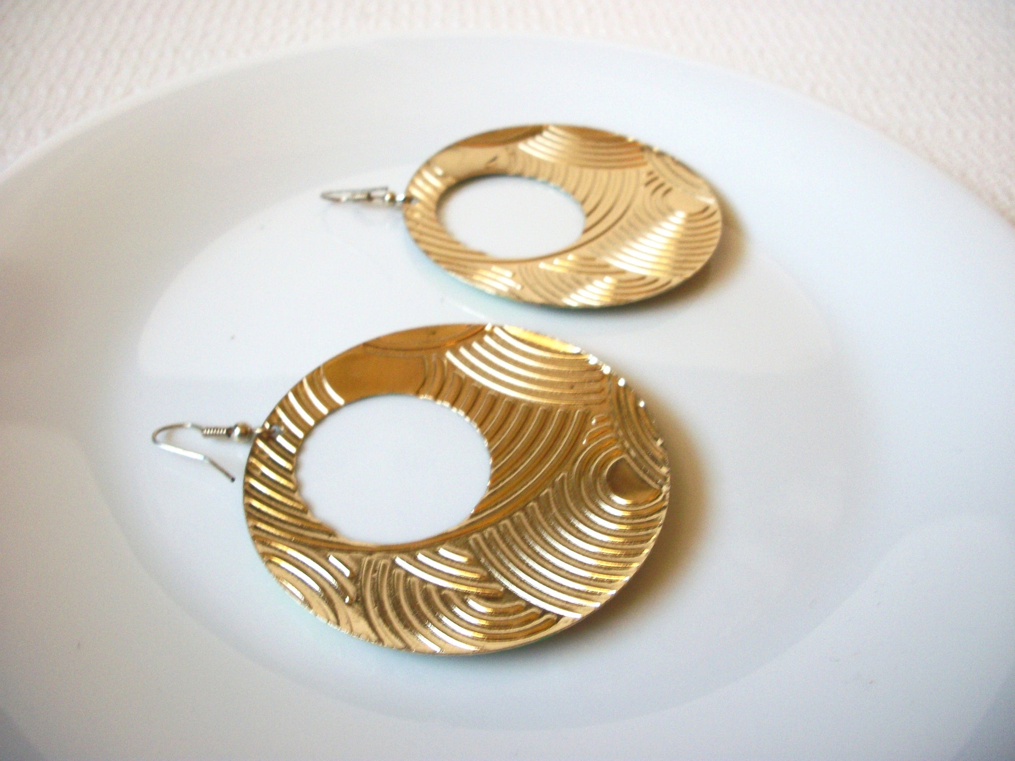 Retro Gold Green Large Earrings 91920