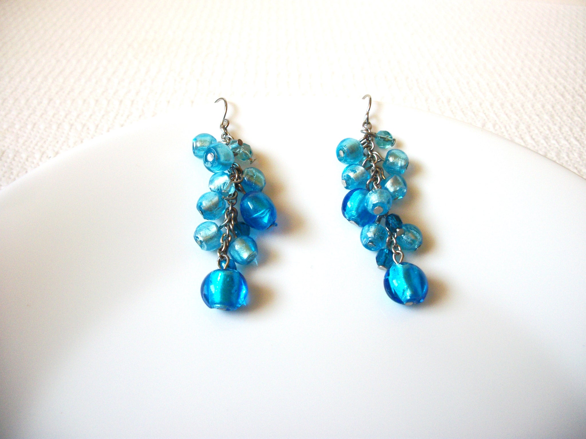 Retro Blue Glass Earrings 92020