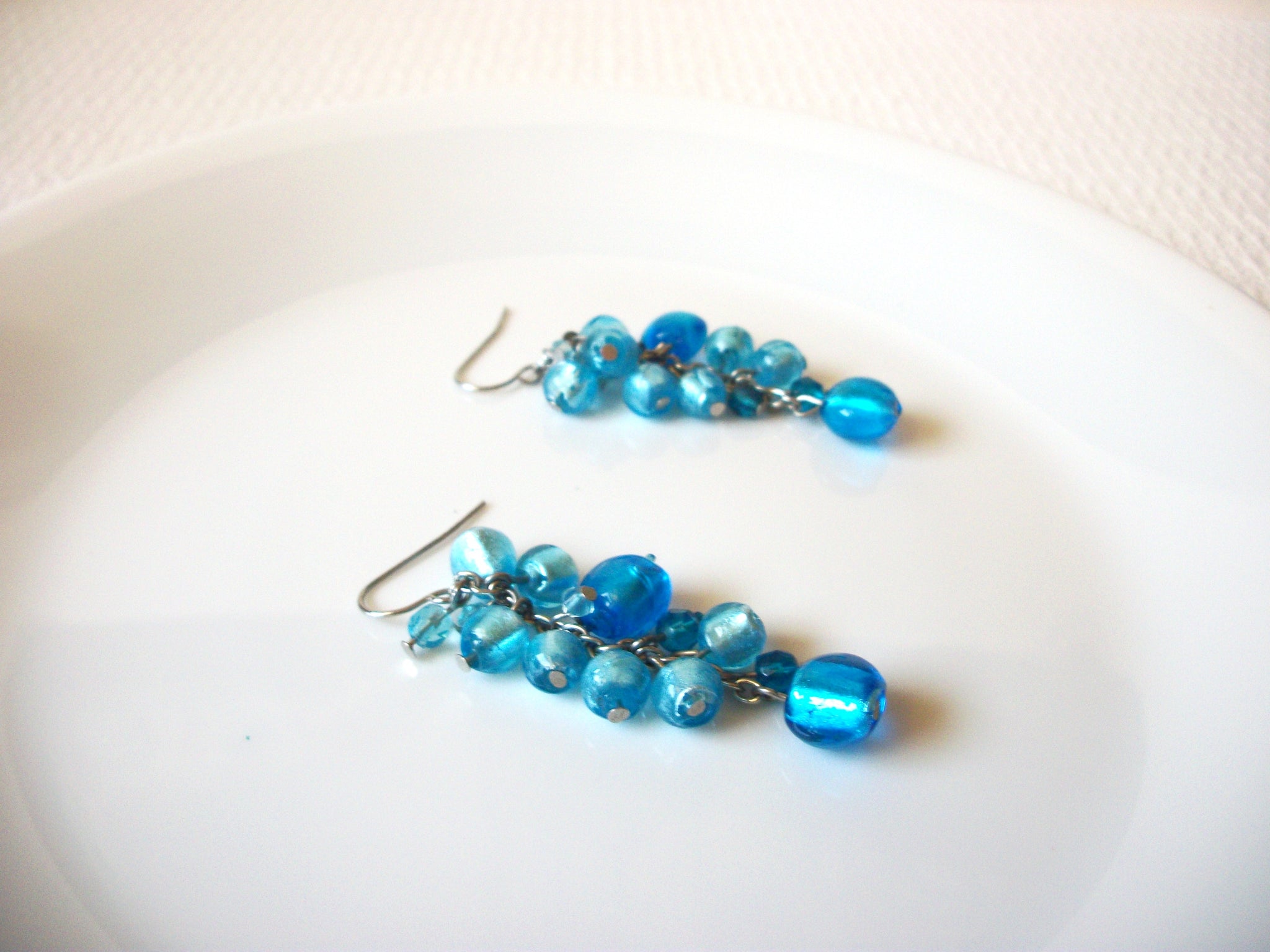 Retro Blue Glass Earrings 92020