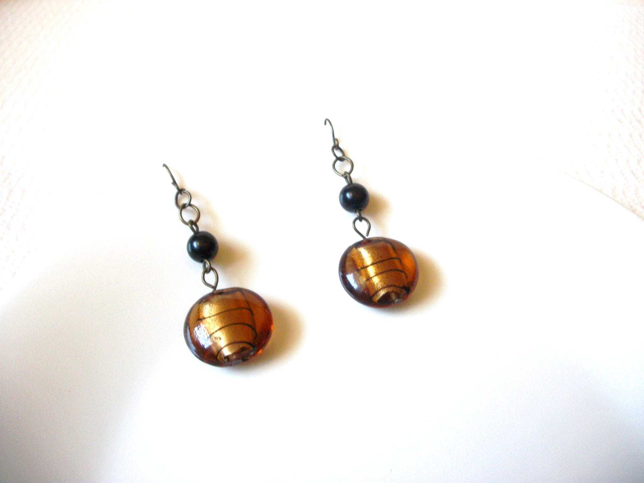 Vintage Brown Glass Earrings 92020