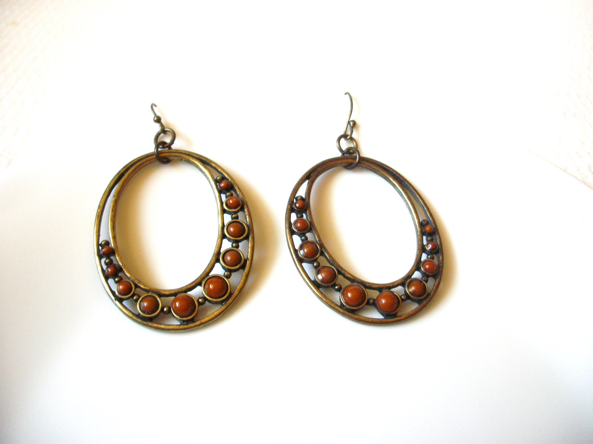 Vintage Oxidized Brass Earrings 92020