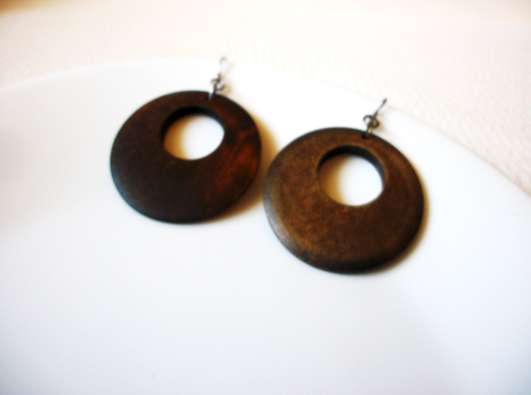 Vintage Brown Wood Earrings 92020