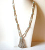 Vintage Glass Pearl Tassel Necklace 92120