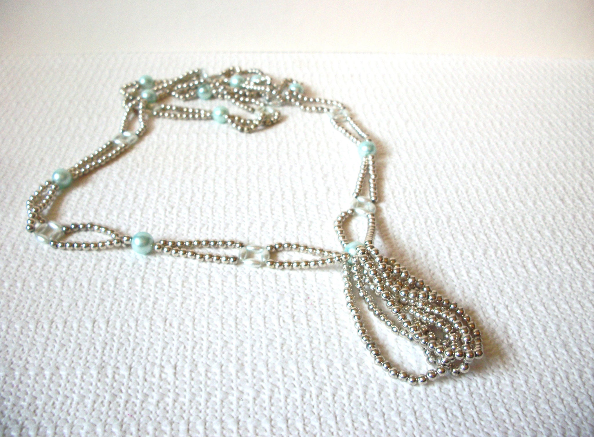 Vintage Glass Pearl Tassel Necklace 92120