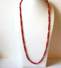 Vintage Red Czech Glass Gold Tone Beads Necklace 92220