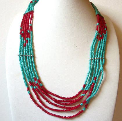 Vintage Southwestern Glass Necklace 92220