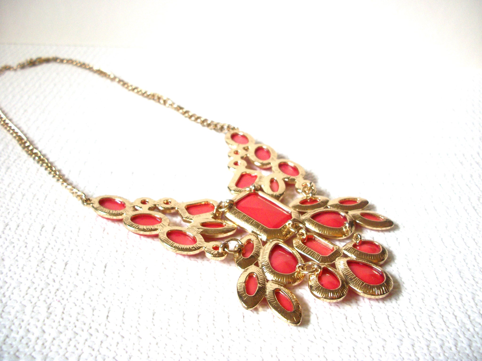 Retro Gold Orange Statement Necklace 92320