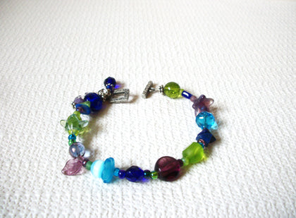 Bohemian Colorful Green Brown Blue Glass Bracelet 92320