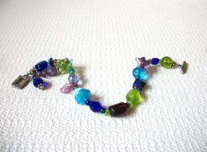 Bohemian Colorful Green Brown Blue Glass Bracelet 92320