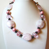 Vintage Pink White Czech Glass Necklace 92320