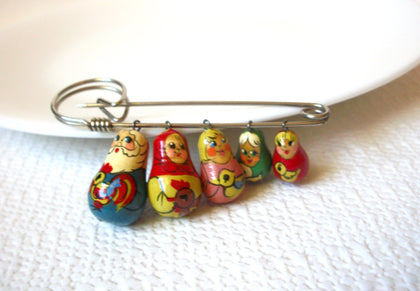Vintage Russian Dolls Brooch Pin 92420
