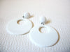 Retro 70s Large White Dangle Earrings 92420