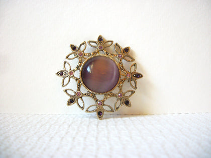 Vintage Plum Rhinestones Brooch Pin 92420