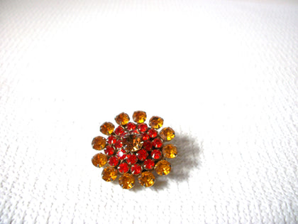 Vintage Salmon Orange Rhinestone Brooch Pin 92420