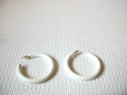 Retro 70s Large White Hoop Earrings 92420