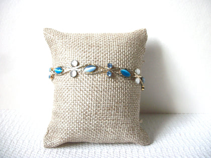 Vintage Silver Blue Tigers Eye Glass Bracelet 92420