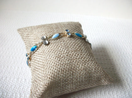 Vintage Silver Blue Tigers Eye Glass Bracelet 92420