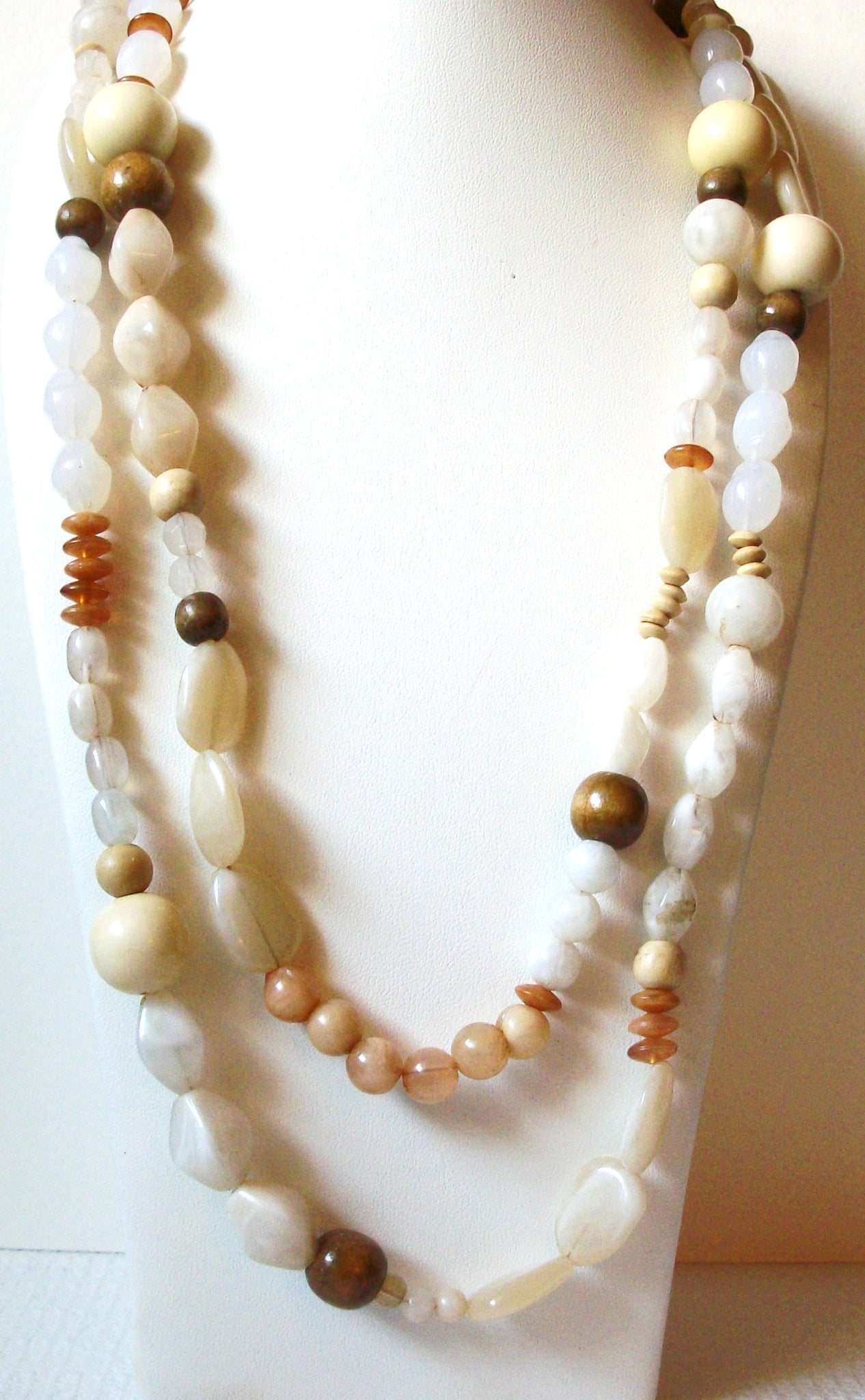 Retro Earthy Light Toned 62 Inch Long Necklace 92520